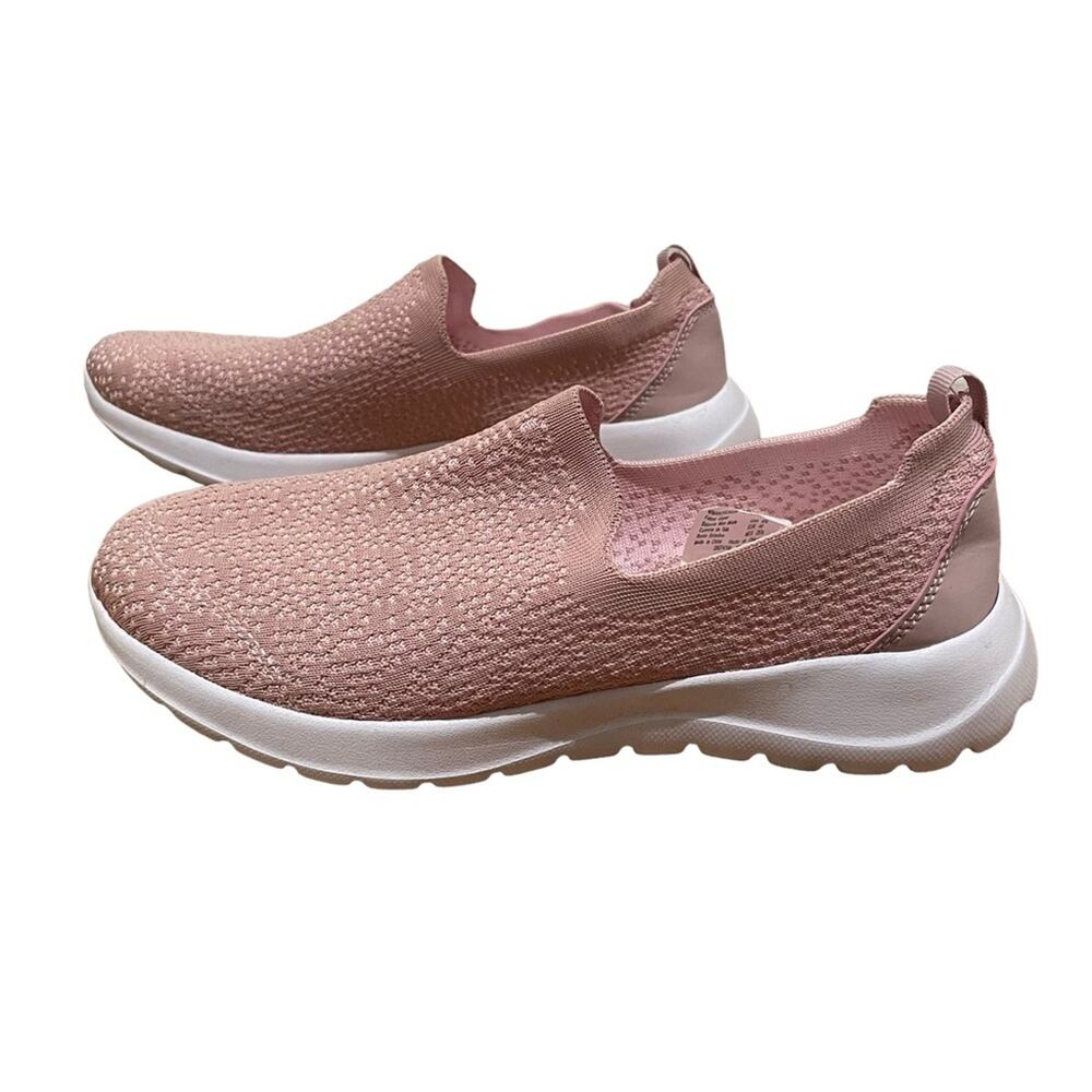 Athletic Works Knit Slip On Sneakers Soft Pink Walking Comfort Women’s Size 8.5